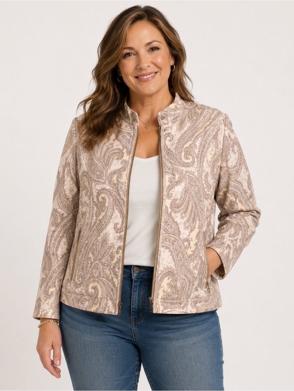 Jax Paisley full zip Moto jacket, size 14